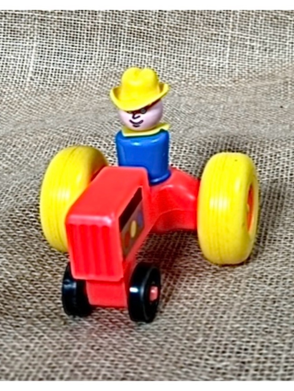 Vintage Fisher Price Little People Tractor And Cowboy Farmer Figure Plastic Toy